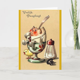 Vintage Dutch Vrolijk Paasfeest Easter Card