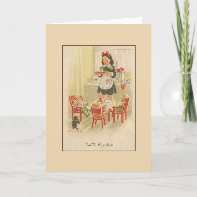Vintage Dutch Vroolijk Kerstfeest Christmas Card (Front)