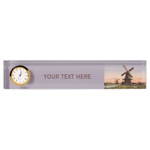 Vintage Dutch Windmills custom desk nameplate