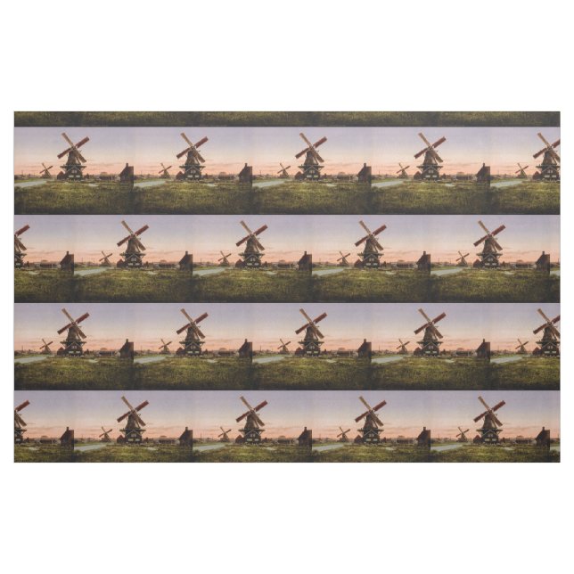 Vintage Dutch Windmills custom fabric (Yard)