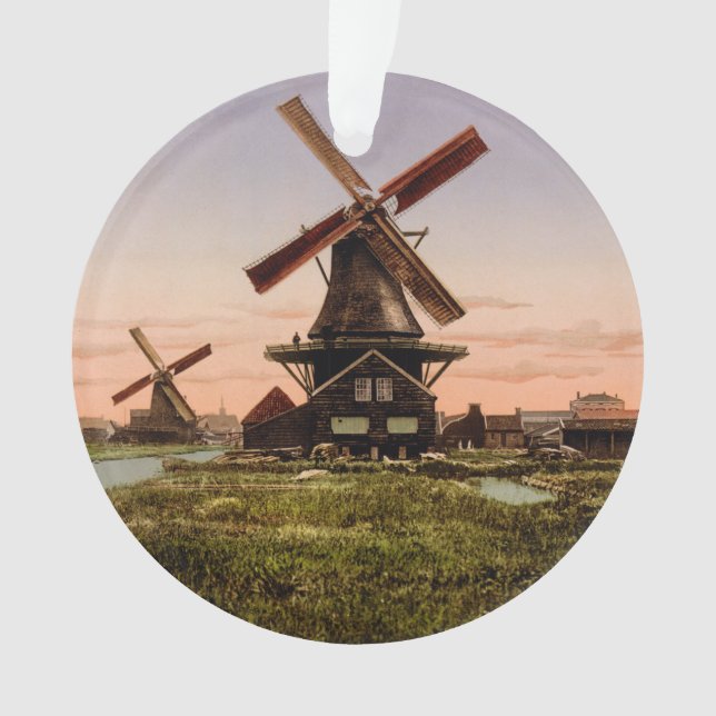 Vintage Dutch Windmills custom ornament (Front)