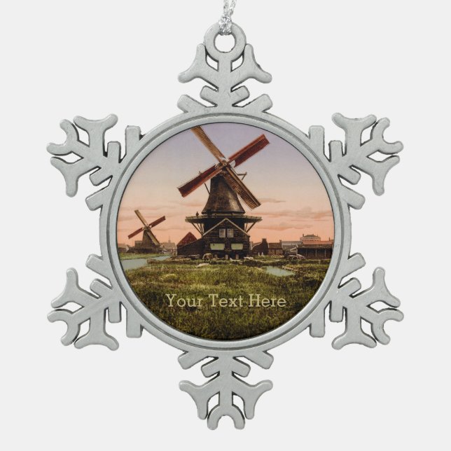 Vintage Dutch Windmills custom ornaments (Front)