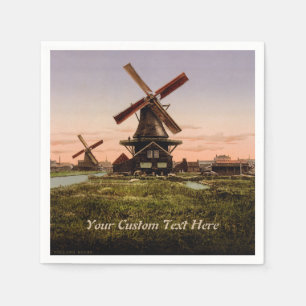 Vintage Dutch Windmills custom paper napkins