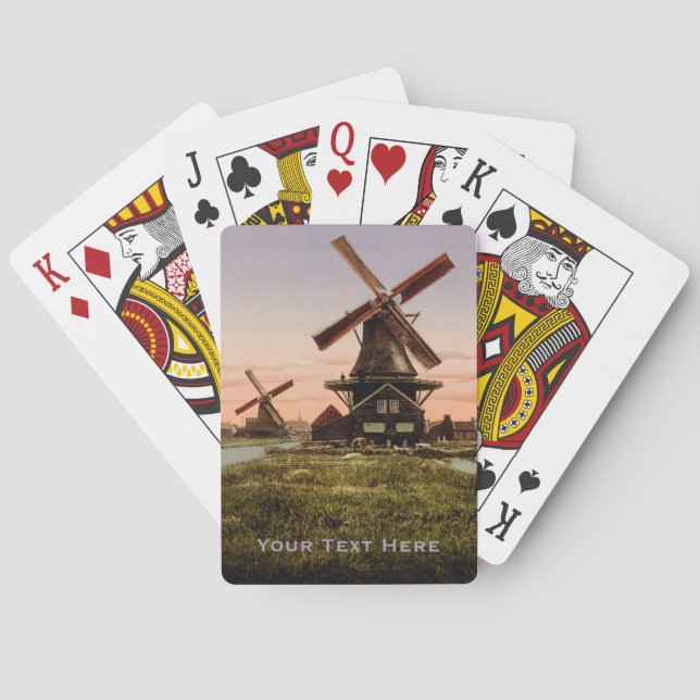 Vintage Dutch Windmills custom playing cards (Back)