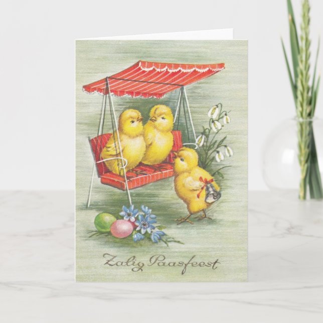 Vintage Dutch Zalig Paasfeest Easter Card (Front)