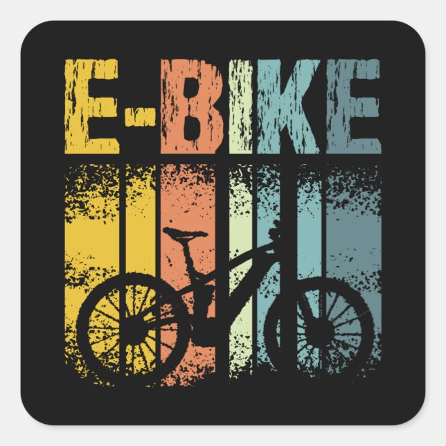 Vintage E-Bike Square Sticker (Front)