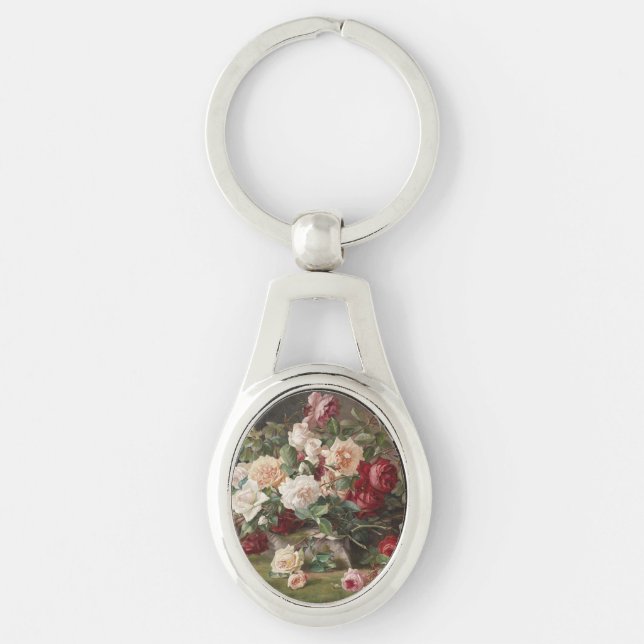 Vintage E. Hariel Rose Still Life  Keychain (Front)