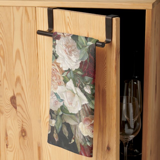 Vintage E. Hariel Rose Still Life         Kitchen Towel (Thirds Fold)
