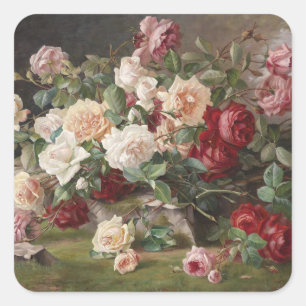 Vintage E. Hariel Rose Still Life    Square Sticker