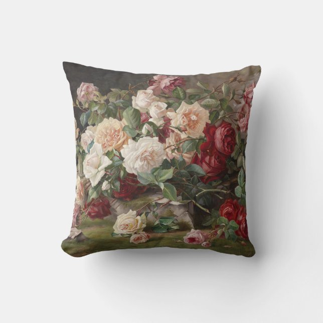 Vintage E. Hariel Rose Still Life      Throw Pillow (Front)