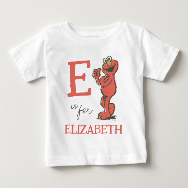 Vintage - E is for Elmo | Add Your Name  Baby T-Shirt (Front)