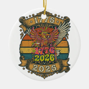 Vintage Eagle 1776 2026 Shirt Bubble Patriotic Ceramic Ornament