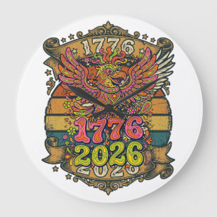 Vintage Eagle 1776 2026 Shirt Bubble Patriotic Large Clock