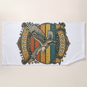 Vintage Eagle 1776 2026 Shirt Patriotic Retro Dist Beach Towel