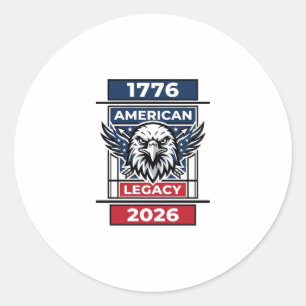 Vintage Eagle 1776 2026 Shirt Patriotic Typography Classic Round Sticker