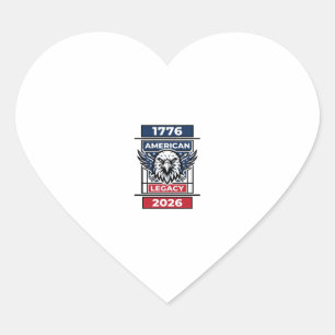 Vintage Eagle 1776 2026 Shirt Patriotic Typography Heart Sticker