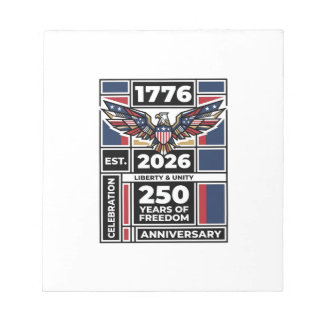 Vintage Eagle 1776 2026 Shirt Patriotic Typography Notepad