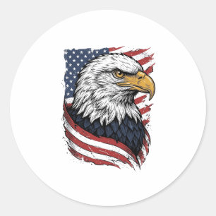 Vintage Eagle American Flag Patriotic Shirt Design Classic Round Sticker