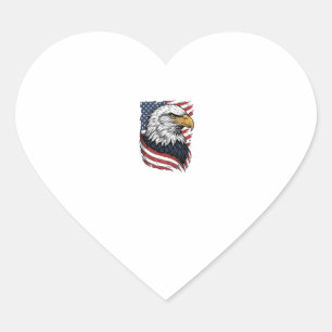 Vintage Eagle American Flag Patriotic Shirt Design Heart Sticker