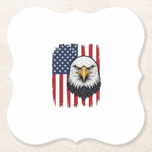 Vintage Eagle American Flag Patriotic Shirt Design Paper Coaster