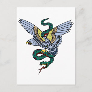 Vintage Eagle and Snake Tattoo Art Postcard