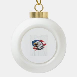 Vintage Eagle Flag Patriotic Vector Shirt Design_1 Ceramic Ball Christmas Ornament