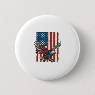 Vintage Eagle Flag Vector Patriotic Shirt Design_1 2 Inch Round Button