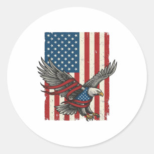 Vintage Eagle Flag Vector Patriotic Shirt Design_1 Classic Round Sticker