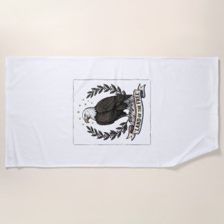 Vintage Eagle Land of the Free Patriotic Shirt Des Beach Towel