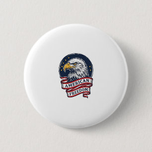 Vintage Eagle Patriotic Ribbon Vector Shirt Design 2 Inch Round Button