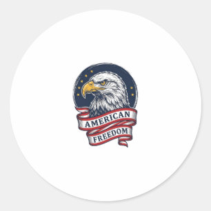 Vintage Eagle Patriotic Ribbon Vector Shirt Design Classic Round Sticker