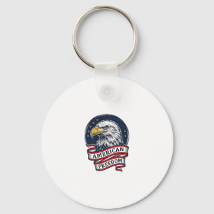Vintage Eagle Patriotic Ribbon Vector Shirt Design Keychain