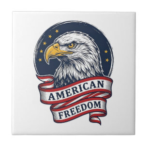 Vintage Eagle Patriotic Ribbon Vector Shirt Design Tile