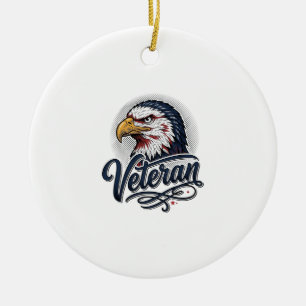 Vintage Eagle Veteran Patriotic Shirt Design_1 Ceramic Ornament