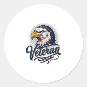 Vintage Eagle Veteran Patriotic Shirt Design_1 Classic Round Sticker