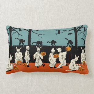 Vintage Early 1900s Halloween "Spooks On Parade" Lumbar Pillow
