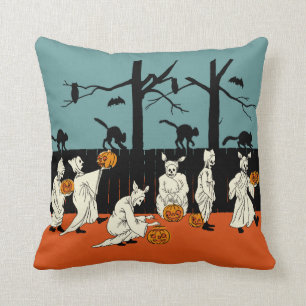 Vintage Early 1900s Halloween "Spooks On Parade" Throw Pillow