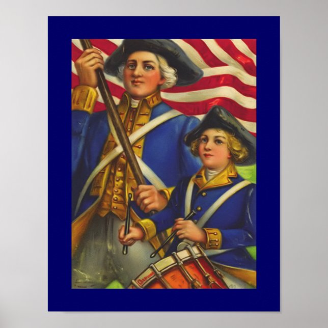 Vintage Early American Soldiers Art  Poster (Front)