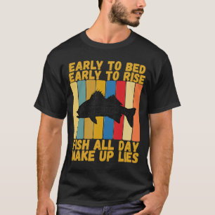 Vintage Early Bed Early Rising Funny Striper Fishi T-Shirt