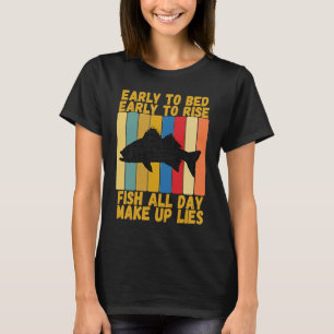 Vintage Early Bed Early Rising Funny Striper Fishi T-Shirt