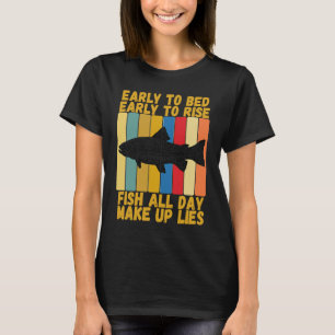 Vintage Early Bed Early Rising Funny Trout Fishing T-Shirt
