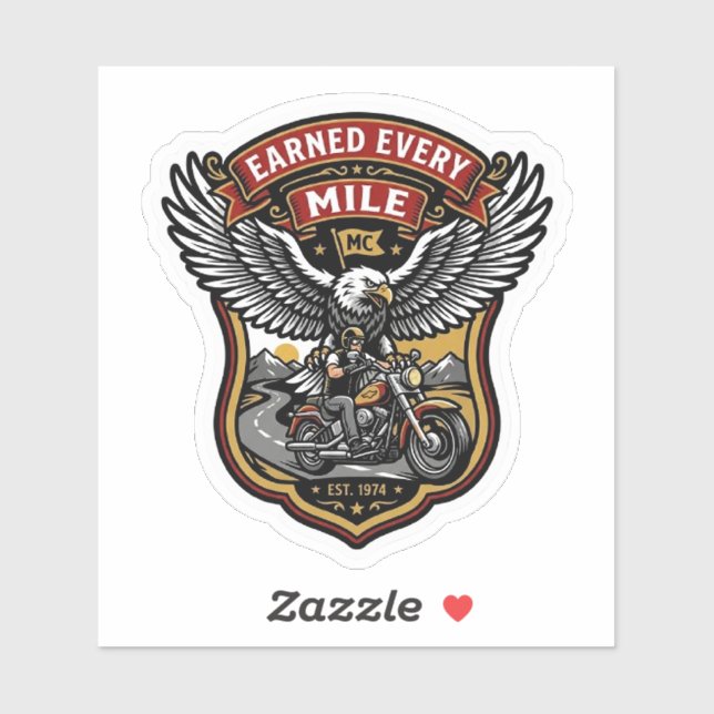 Vintage Earned Every Mile MC Biker Eagle  (Sheet)