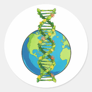Vintage Earth Day DNA Nature Illustration Classic Round Sticker
