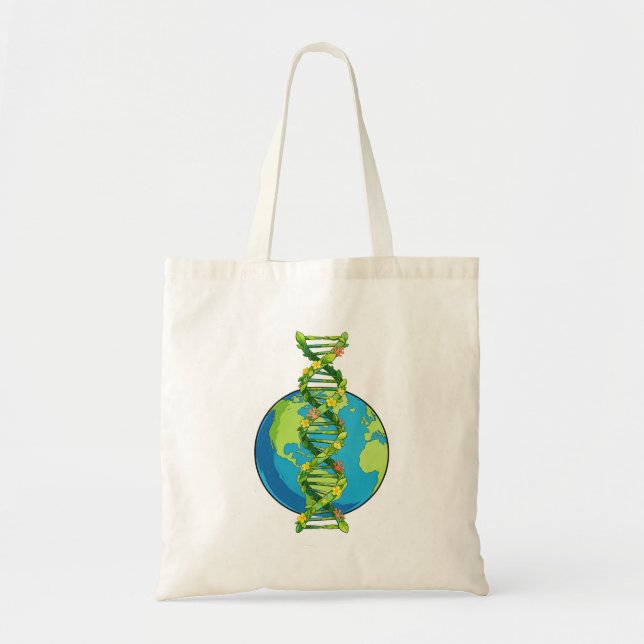 Vintage Earth Day DNA Nature Illustration Tote Bag (Front)