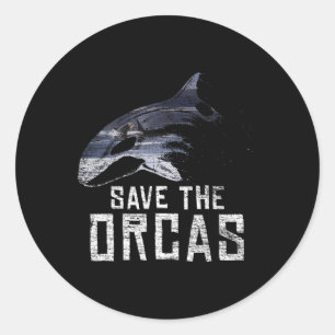Vintage Earth Day Save The Orcas Classic Round Sticker