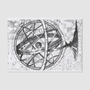 Vintage earth globe retro map black white tissue paper