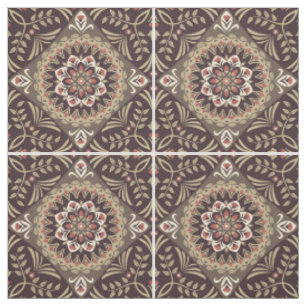 Vintage earth tones cotton fabric 28" × 18"
