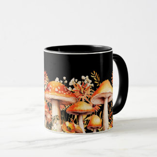 Vintage Earth Tones: Retro Rustic Mushroom Mug