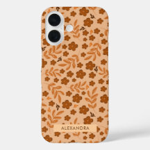 Vintage Earthy Brown Ditsy Floral Pattern