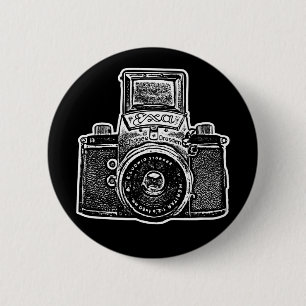 Vintage East German Camera II - Black 2 Inch Round Button